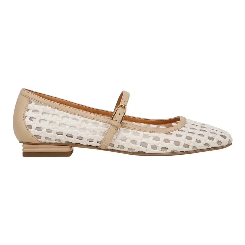 Franco Sarto Women's Tinsley Square Toe Mary Jane Flats Ivory Size 9